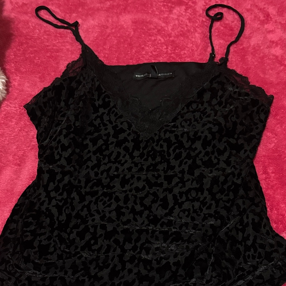 White House black market velour lace top